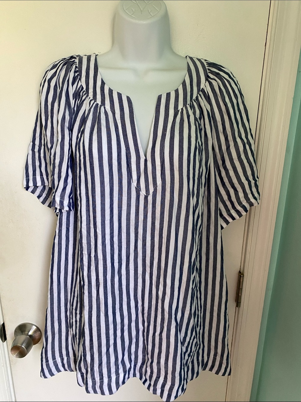Striped Workshop Navy and White Women’s blouse NWT